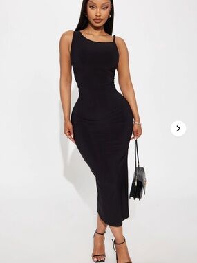 Black Sleeveless Bodycon Midi Dress